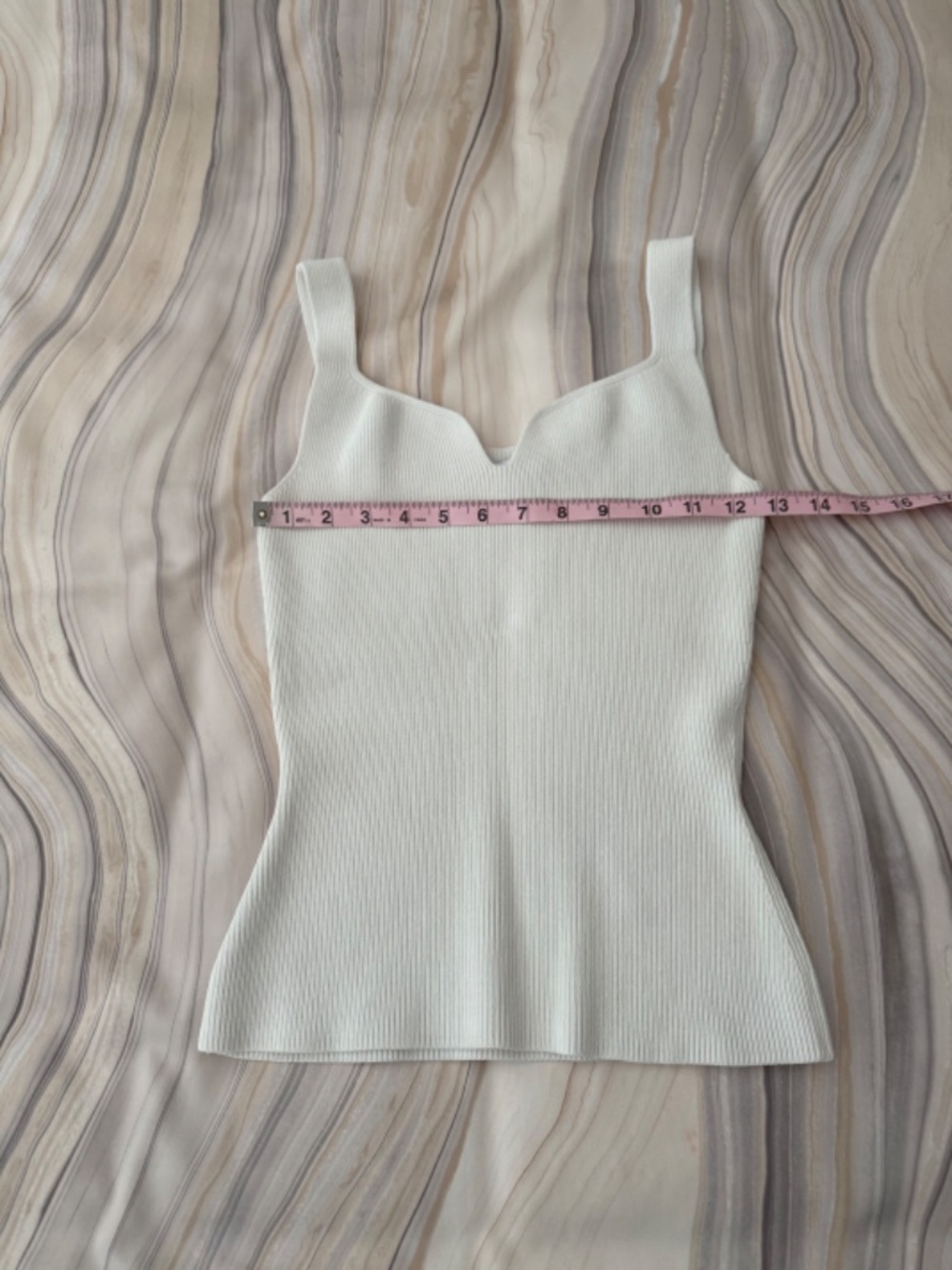 REISS Daisy Sweetheart Neck Tank Top Ribbed Sleeveless Stretch White Size Small - Picture 11 of 15